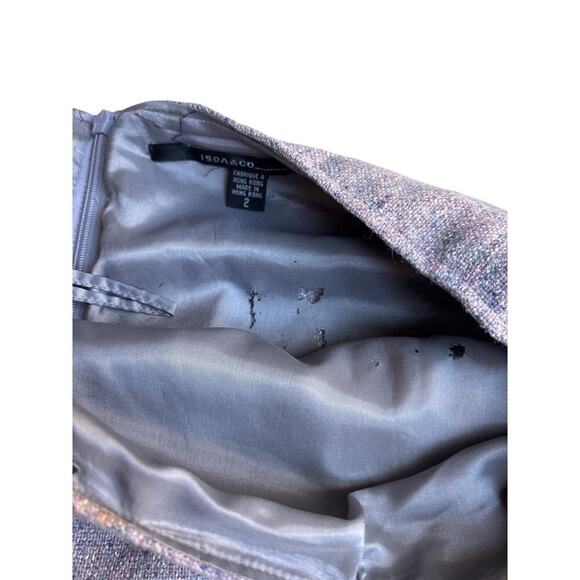 Isda & Co Lavender Gray Wool Flared Skirt Size 2 Metallic Thread - Picture 2 of 7